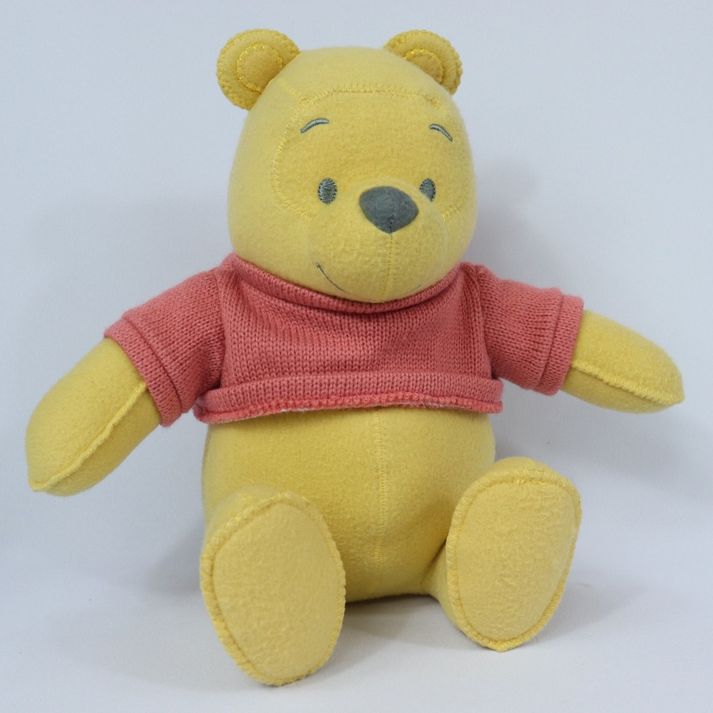 Disney‎ Winnie the Pooh Hallmark Felt Knit Stuffed Plush Bear Red Sweater 11"